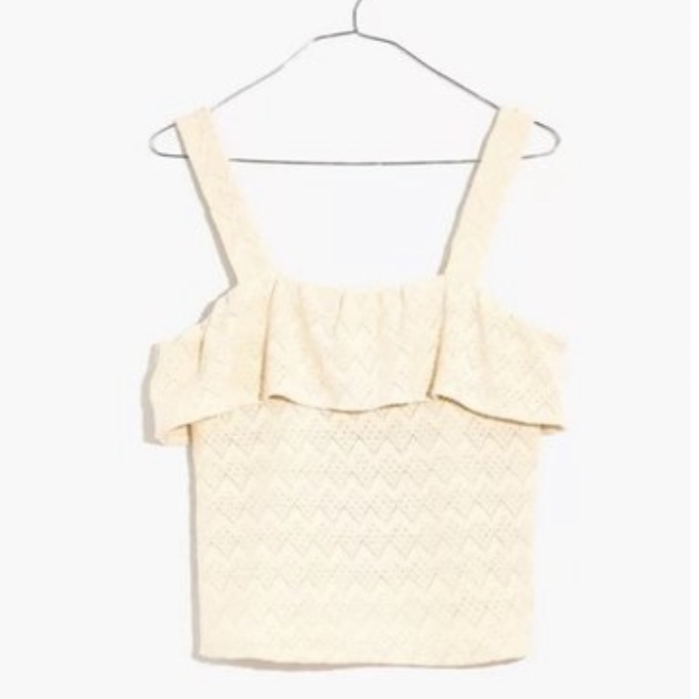 Madewell Women's $55 Ruffled Tank Top Ivory Size S MB771